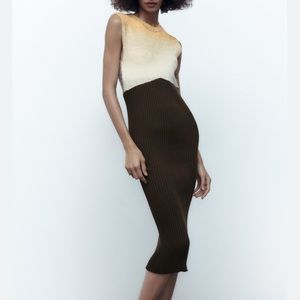 Zara Gradient Brown and Cream Dress